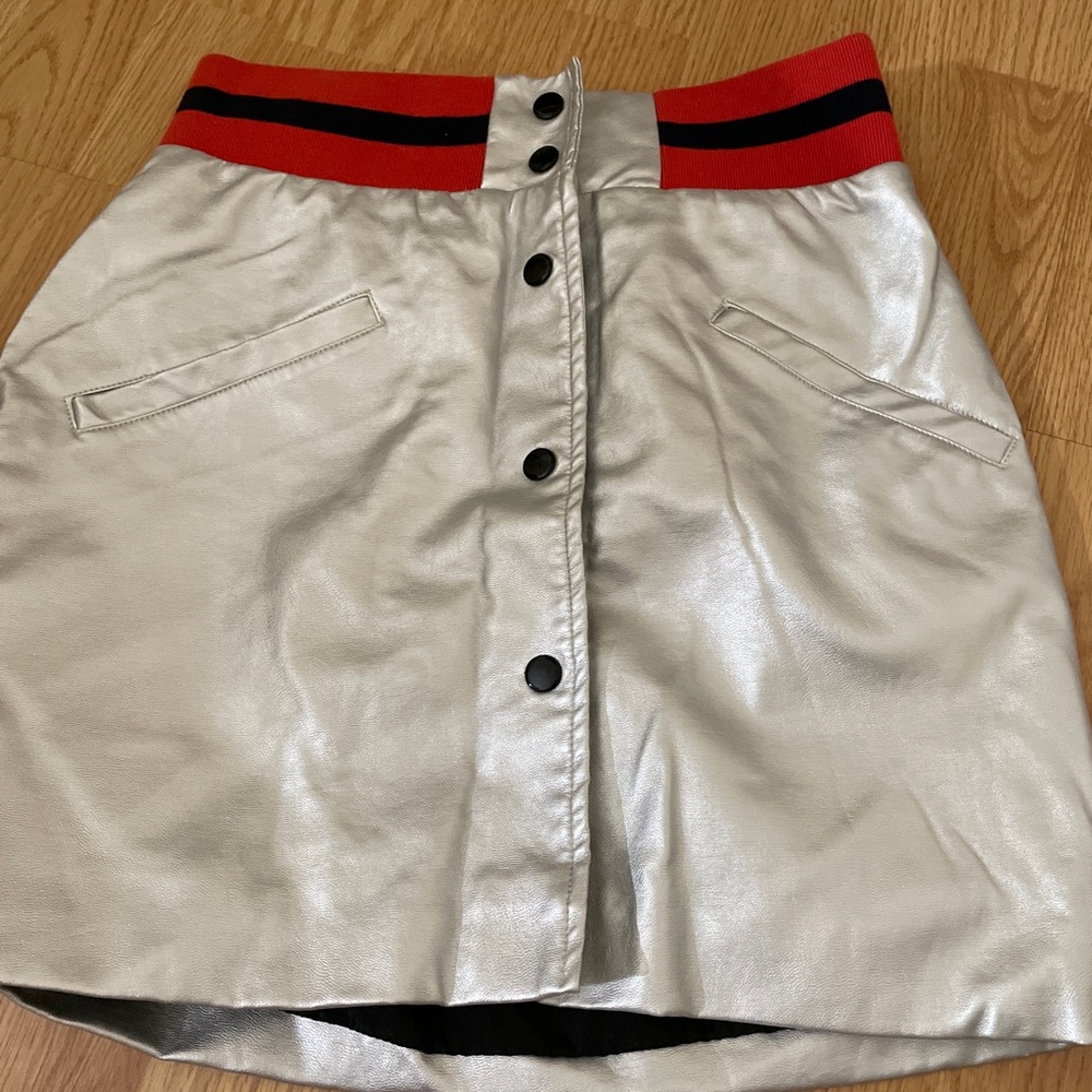 Metallic Skirt with buttons